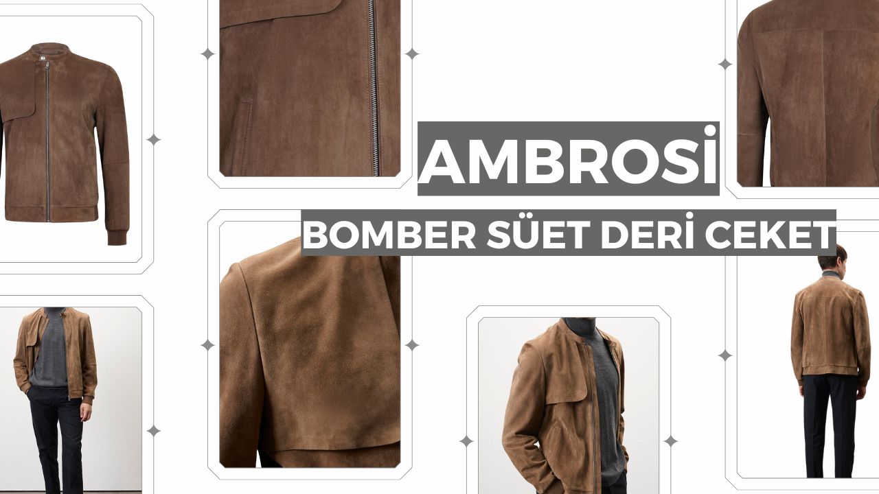 Kahverengi Süet Bomber Ceket Kombin Kapak Resmi