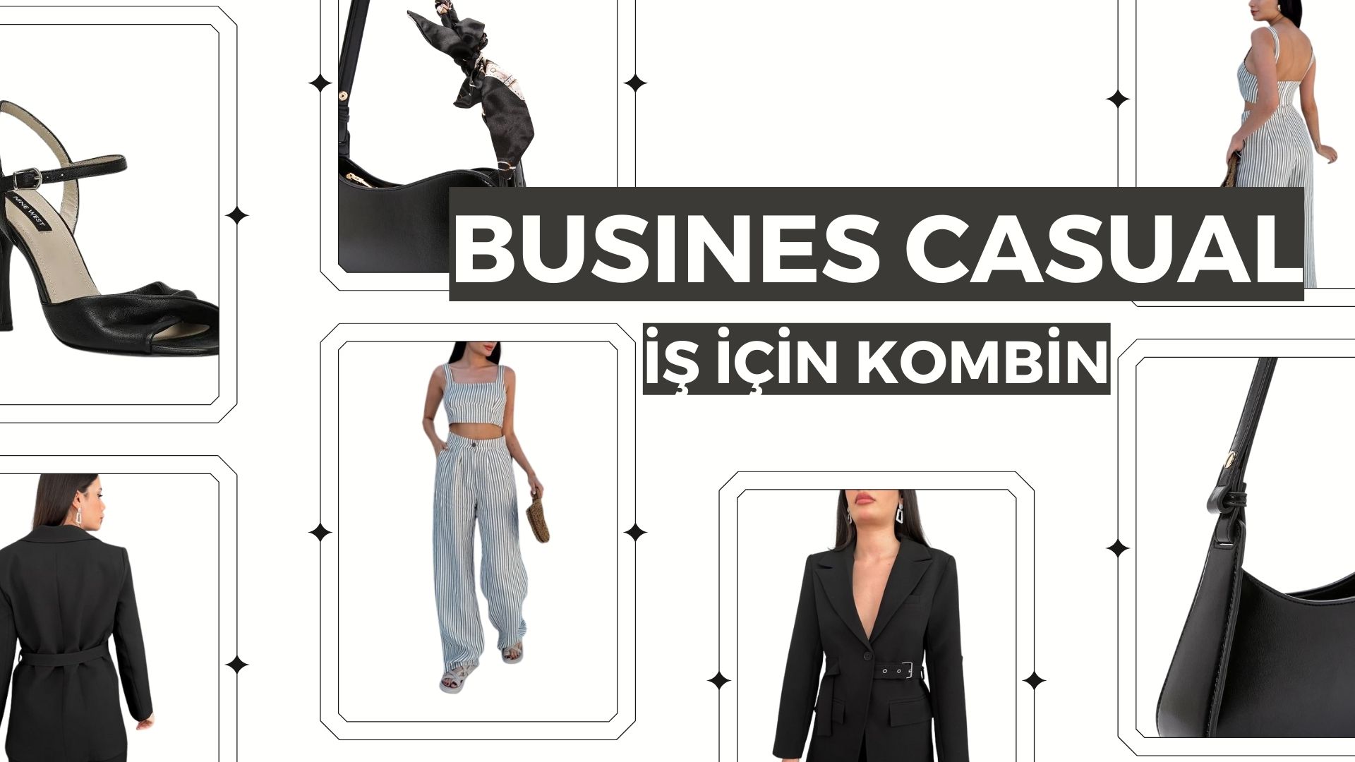 Siyah kemerli ceketli modern kombin kapak resmi.