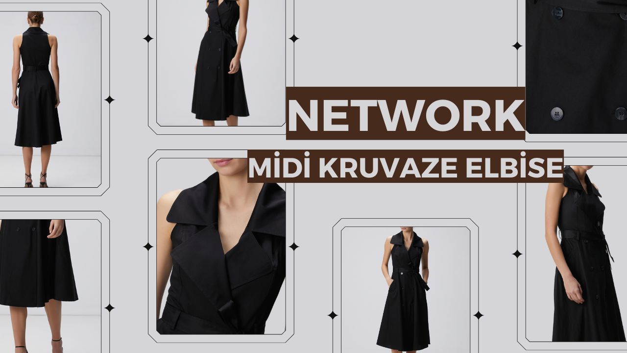 Siyah Midi Kruvaze Elbise Kombin Kapak Resmi